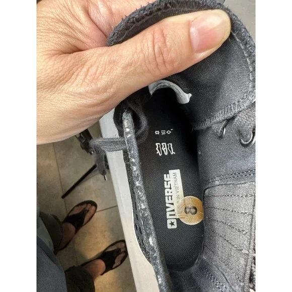 Converse Chuck Taylor All Star Black Metallic Leather Platform Chelsea Hi Top 8 - Picture 10 of 10